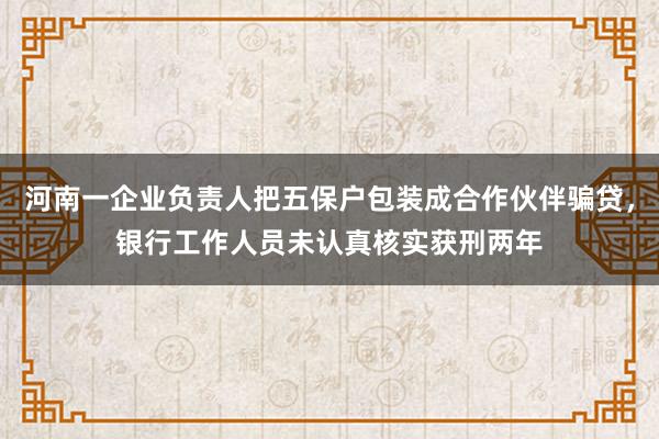 河南一企业负责人把五保户包装成合作伙伴骗贷，银行工作人员未认真核实获刑两年