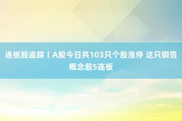 连板股追踪丨A股今日共103只个股涨停 这只铜箔概念股5连板