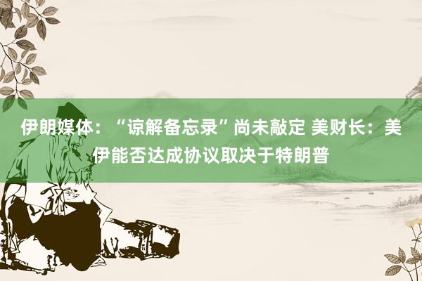 伊朗媒体：“谅解备忘录”尚未敲定 美财长：美伊能否达成协议取决于特朗普