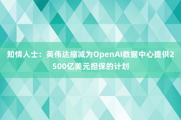 知情人士：英伟达缩减为OpenAI数据中心提供2500亿美元担保的计划