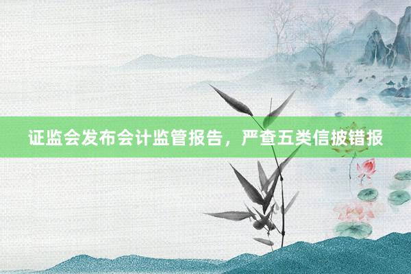 证监会发布会计监管报告，严查五类信披错报