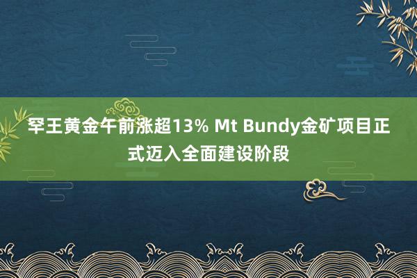 罕王黄金午前涨超13% Mt Bundy金矿项目正式迈入全面建设阶段