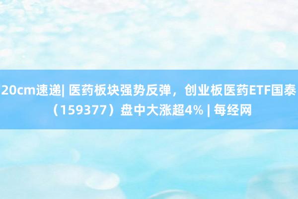 20cm速递| 医药板块强势反弹，创业板医药ETF国泰（159377）盘中大涨超4% | 每经网