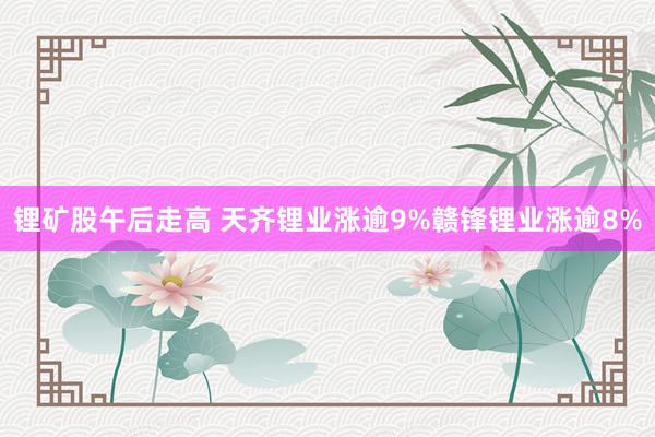 锂矿股午后走高 天齐锂业涨逾9%赣锋锂业涨逾8%