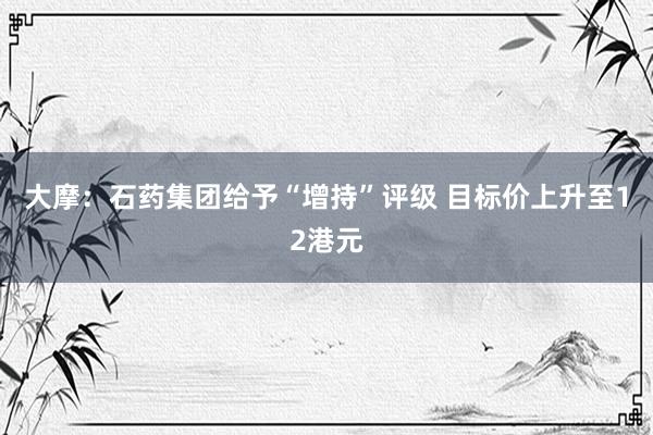 大摩：石药集团给予“增持”评级 目标价上升至12港元